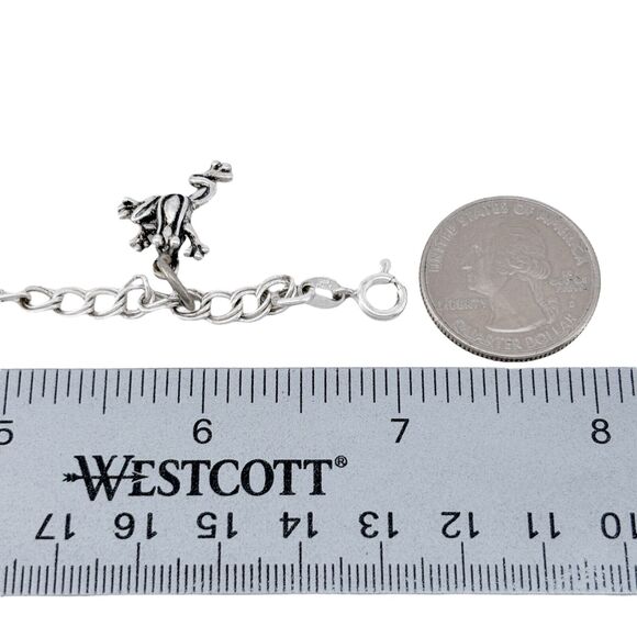 Vintage Italy SU Sterling Silver 925 Frog Horse Basketball Charm Bracelet 7" - Picture 5 of 6
